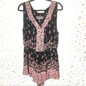 Ecote Floral & Paisley Button Front Romper
